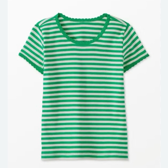 HANNA ANDERSSON EUC SZ 6-7Y Green Striped Pima Cotton Tee - Picture 1 of 4
